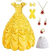 Akokvlar Yellow Princess Costume for Women Adult Halloween Party Dress