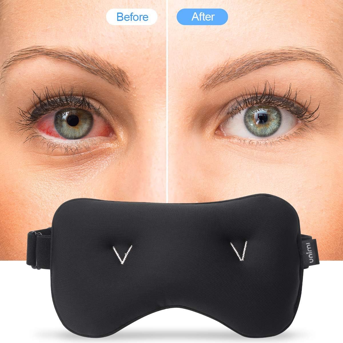 Unimi Weighted Eye Mask, Cold Compress for Puffiness,Eye Mask for Dark Circles and Dry Eye, Headaches&Migraine. Quick-Drying Fabric and Glass Bead Cold Eye Mask. Black: Health & Personal Care