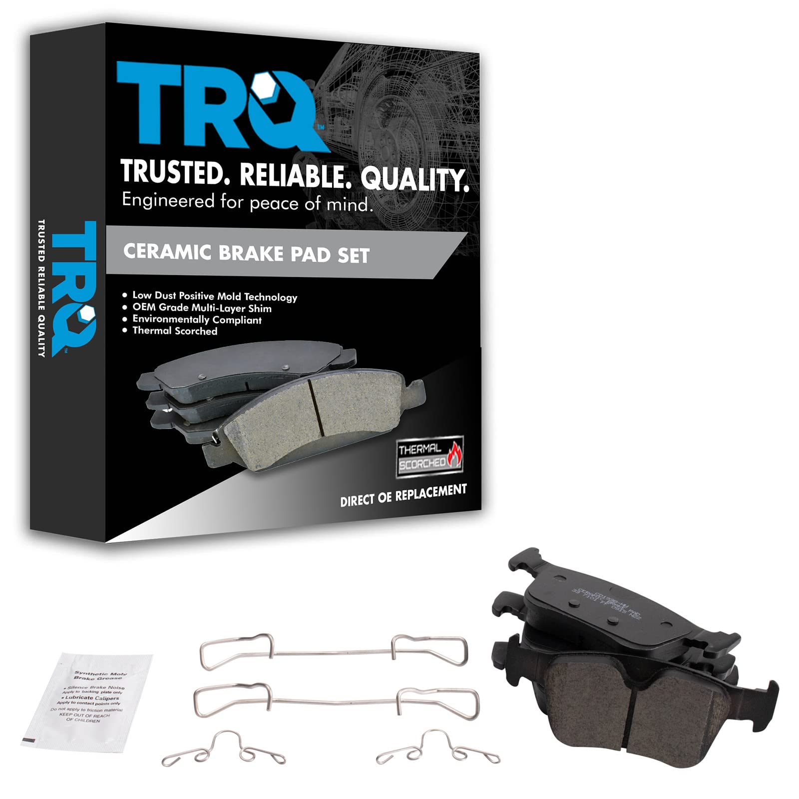 TRQ Rear Brake Pads Ceramic Compatible with