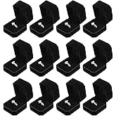 Tobeelec 12 Pcs Velvet Ring Box for Wedding Ceremony Engagement Jewelry Boxes Packaging Display Ring Case Earring Storage Holder for Proposal Anniversary Birthday Gift (Black, 2 x 2 x 1.6 Inch)