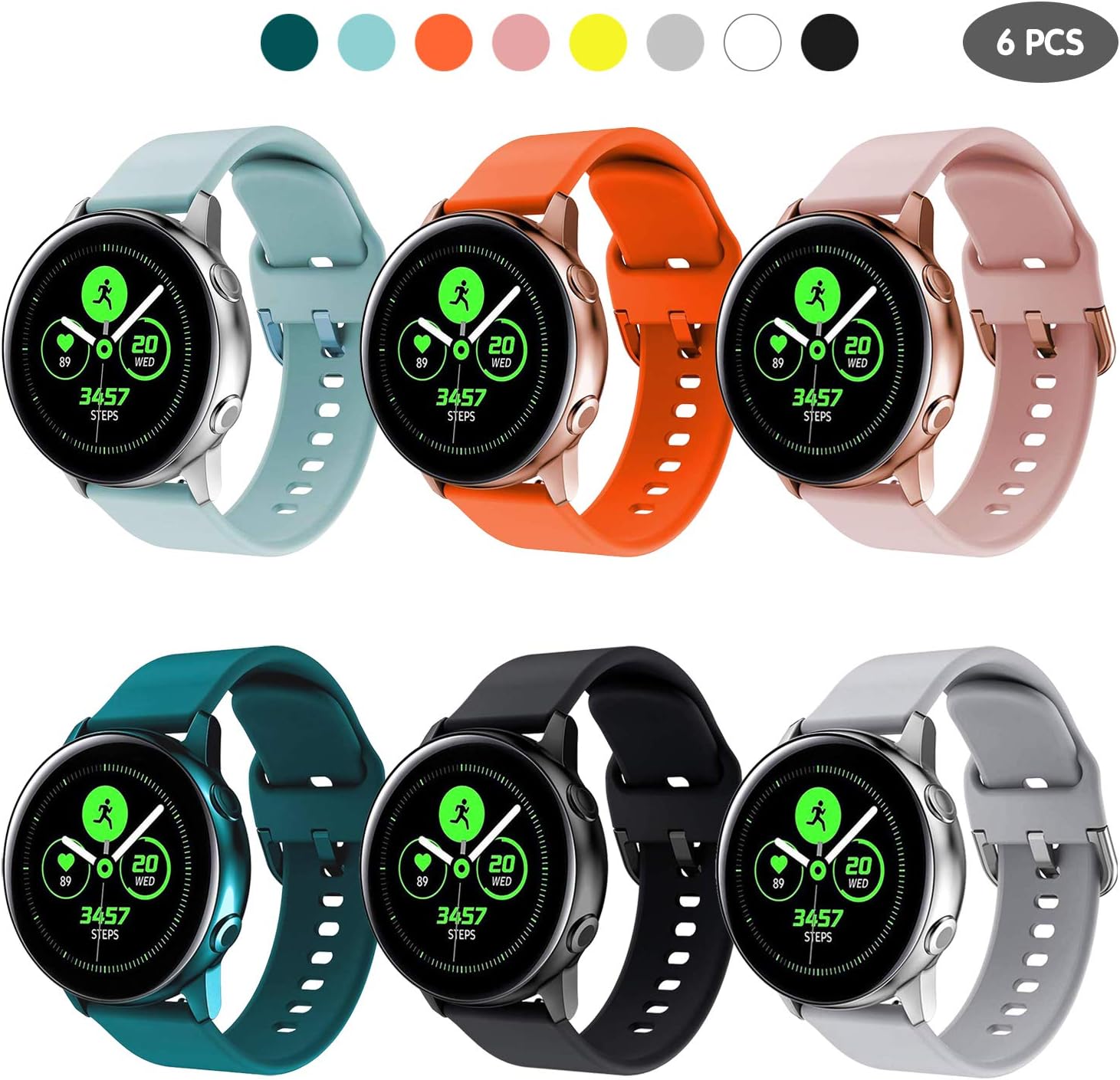 Straps Compatible with Amazfit GTS - 20mm Watch Strap for Amazfit GTS 2/ 2 Mini/ 2e/ Amazfit Bip/ Bip Lite, Silicone Replacement Wristband fit for Amazfit GTR 42 mm. (6color)