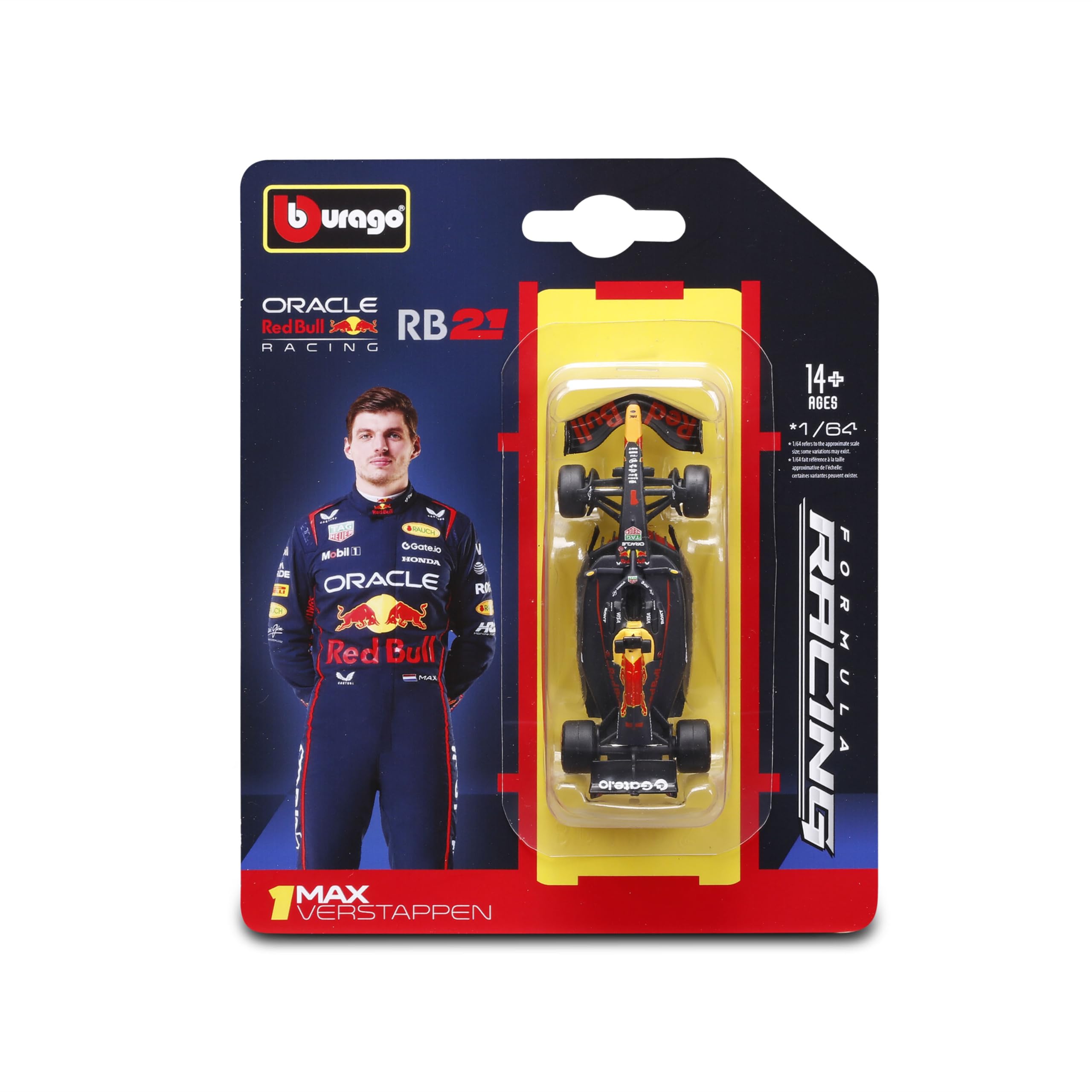 Bburago - F1 Red Bull Racing RB21 2025#1 Max Verstappen, 1:64 Scale Diecast Car, Detailed Formula 1 Single-Seater Replica, Official Colours, Collectible Blister Pack, Recommended Age 14+ Years