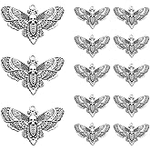 20 Pcs Vintage Moth Charms, Halloween Pendants, Silver Insect Charms for Jewelry Making, DIY Necklace Bracelet Making and Crafting