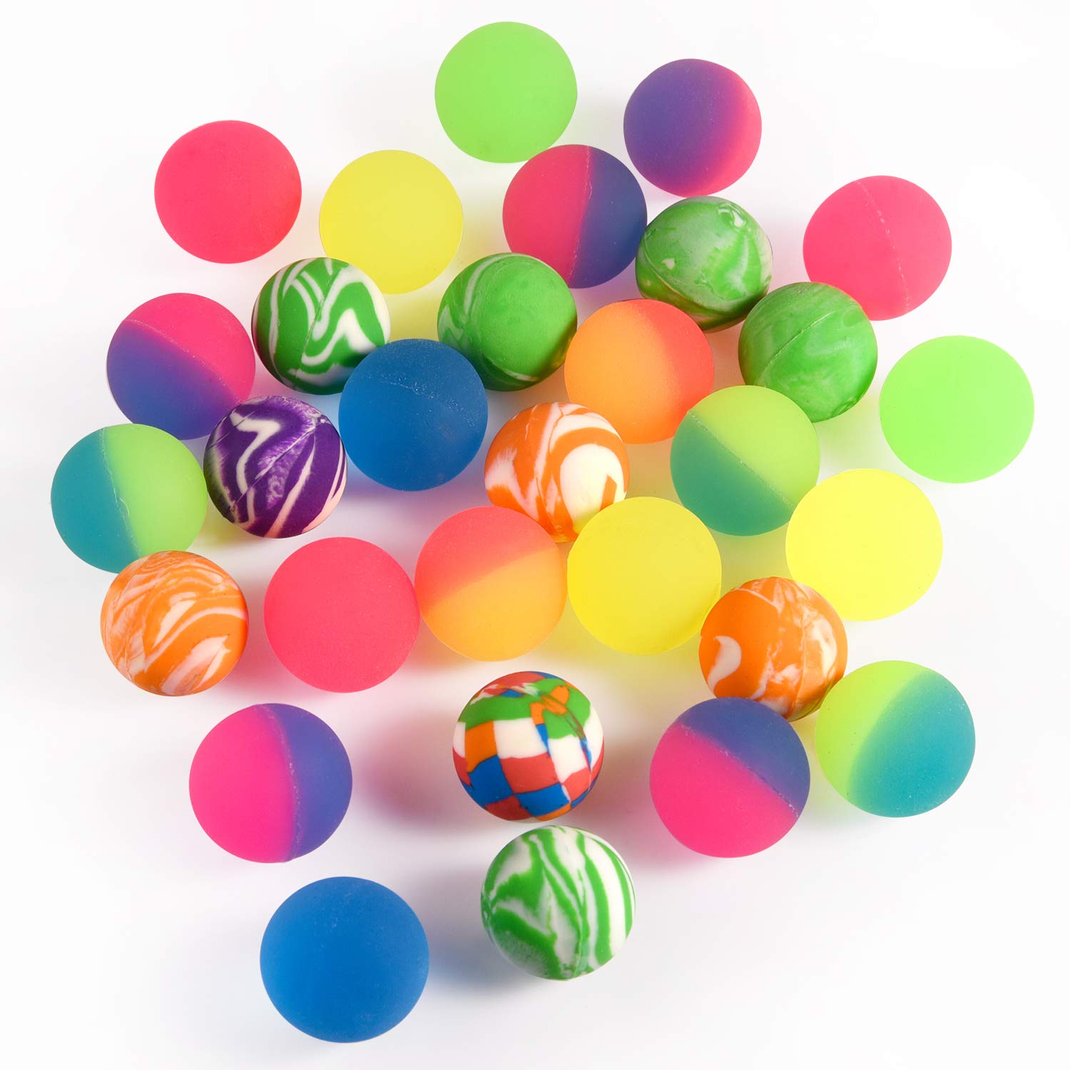 FEPITO 30 Pcs Bouncy Balls Colourful Rubber Balls Bouncy Ball Party Bag Fillers for Kids Prizes, Birthday Party Bag Fillers (25MM)