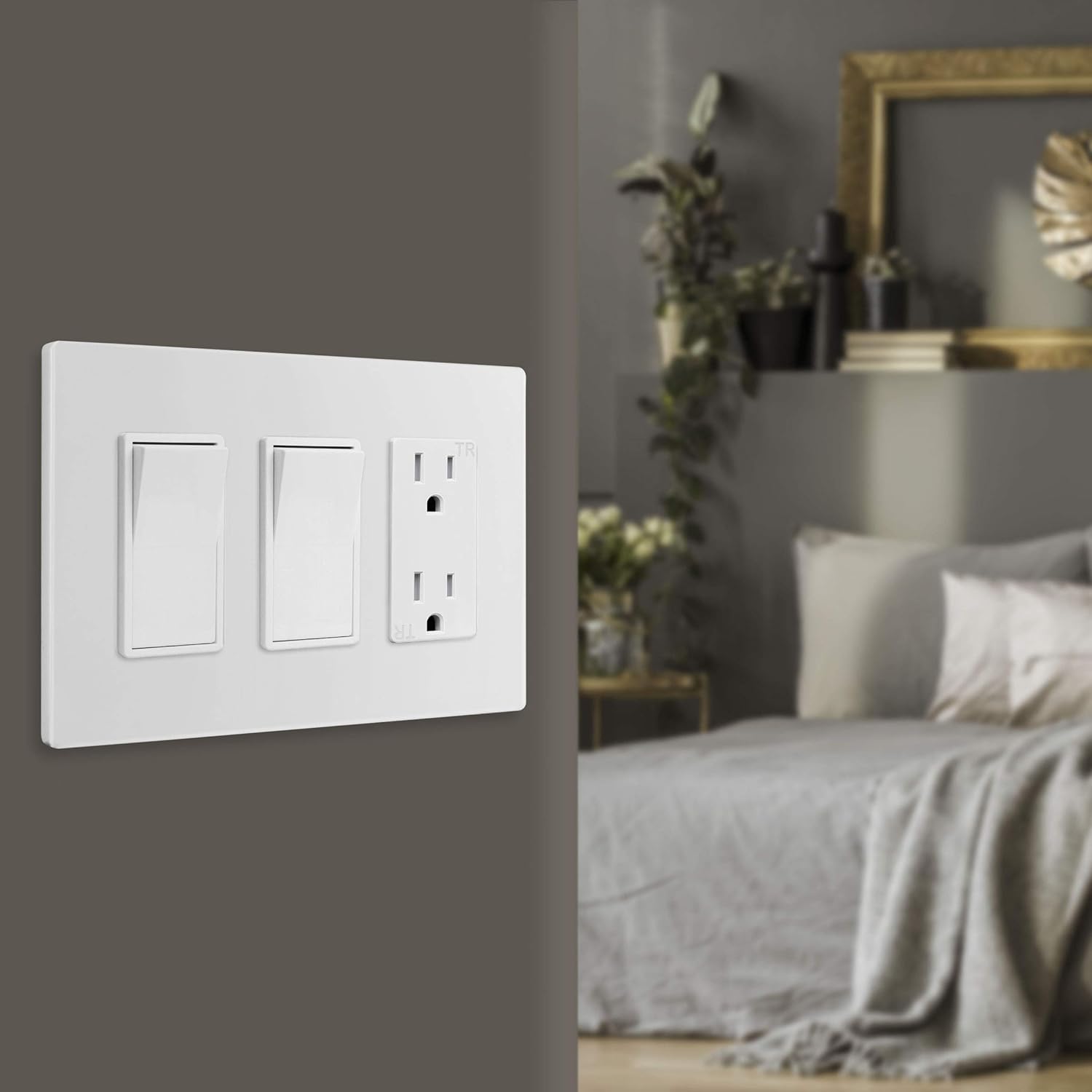 Enerlites Screwless Decorator Wall Plate Child Safe Cover, Size 3-Gang 4.68" H x 6.53" L, Unbreakable Polycarbonate Thermoplastic, SI8833-W, Glossy, White: Home Improvement