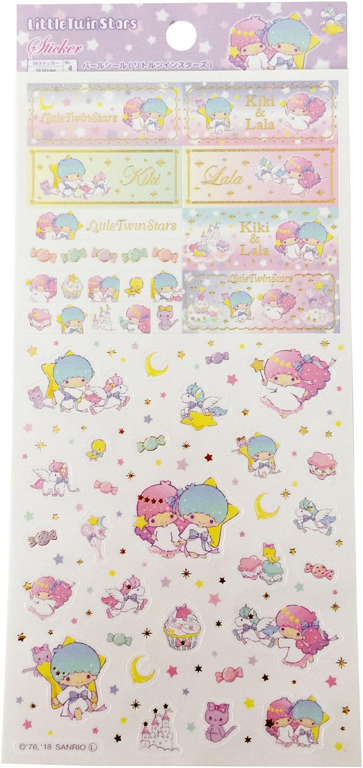 Little Twin Star Kiki & Lala Sanrio Sticker Sheet Gold Accents