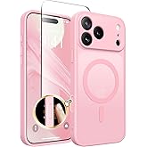 CAPRARO Magnetic for iPhone 17 Pro Case, Upgraded [Full Camera Protection] [Compatible with MagSafe] Protective Translucent Matte Women Girl Phone Case Cover, Peach Pink
