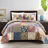 ENASAL Cotton Bedspread Quilt Sets Reversible Bedding Coverlet Sets Comforters Vintage Luxury Gorgeous Floral Real Patchwork Bedspread,King Size | Breathable material, Real patchwork, Luxury rustic, Jacquard stitching, Reversible, Soft cotton durable