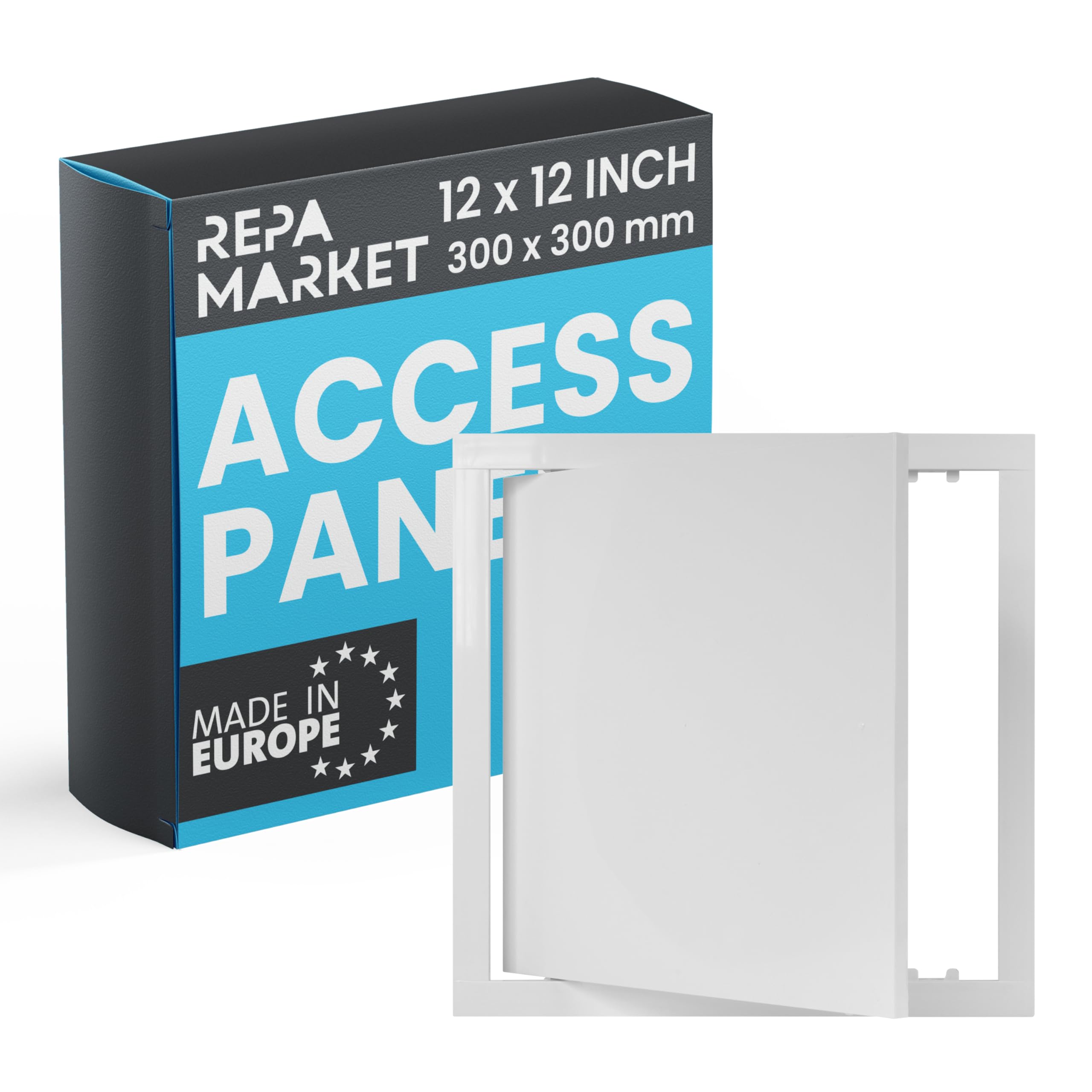 Repa Market 300 x 300 mm White Plastic Inspection Hatch - Plasterboard Access Panel for Walls & Ceilings, Bath Panel & Fuse Box Cover Cabinet, Access Hatch, Wall access panel for Plumbing & Electrical
