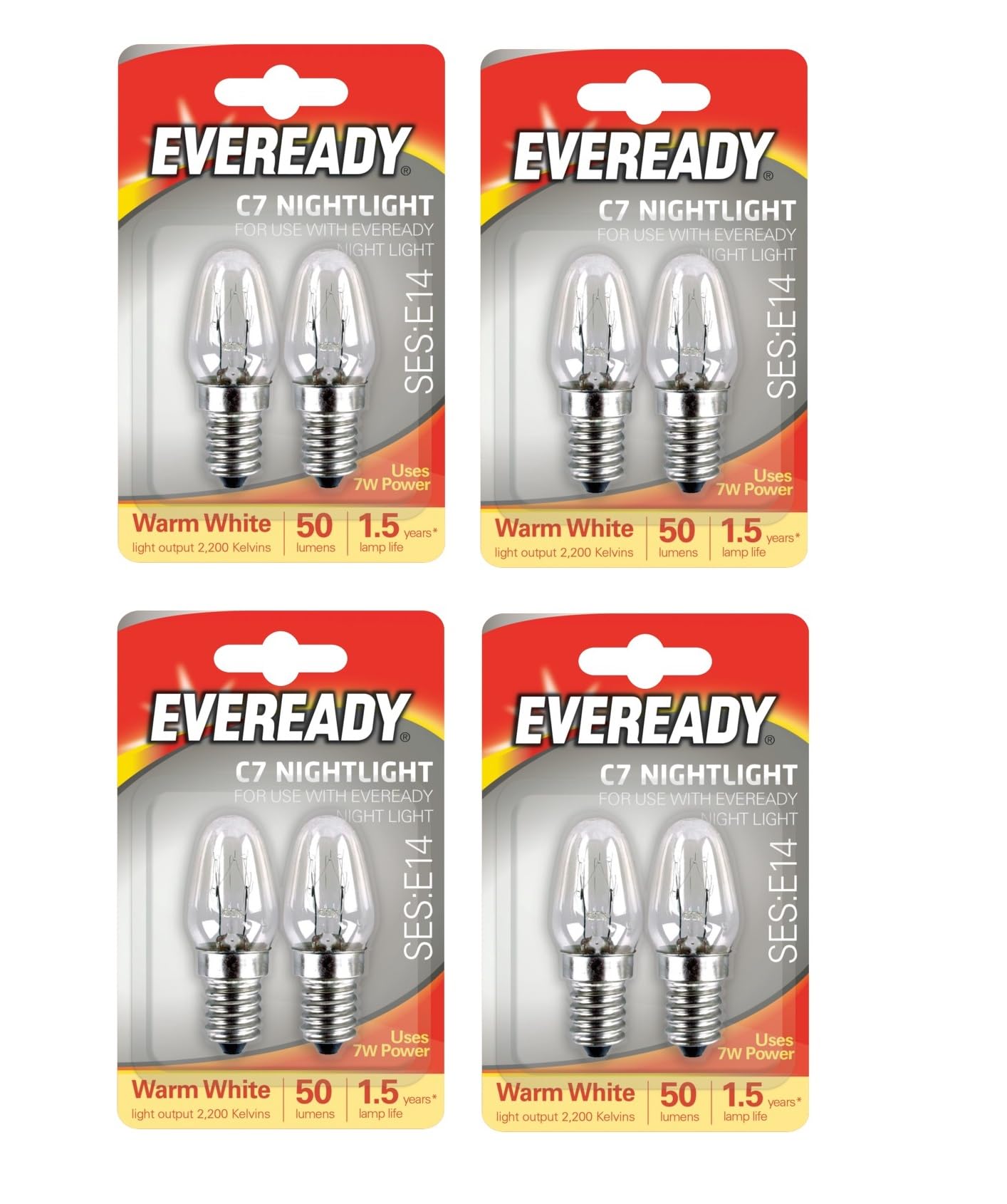 8 E14 Replacement Night Light Bulbs 7W E14 Screw Cap Small Edison Warm White