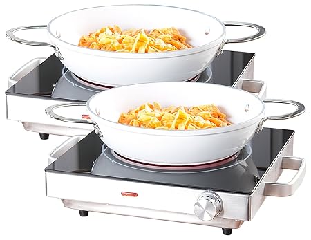 Rosenstein & Söhne Kochplatte: Mobiles Glaskeramik-Kochfeld mit Infrarot-Wärme, 2.000 Watt, 2er-Set (Elektrische Kochplatten)