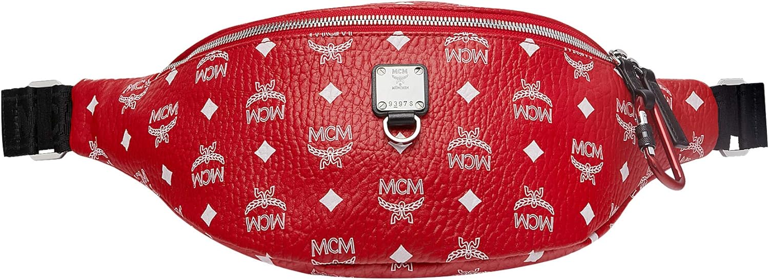 red mcm bag