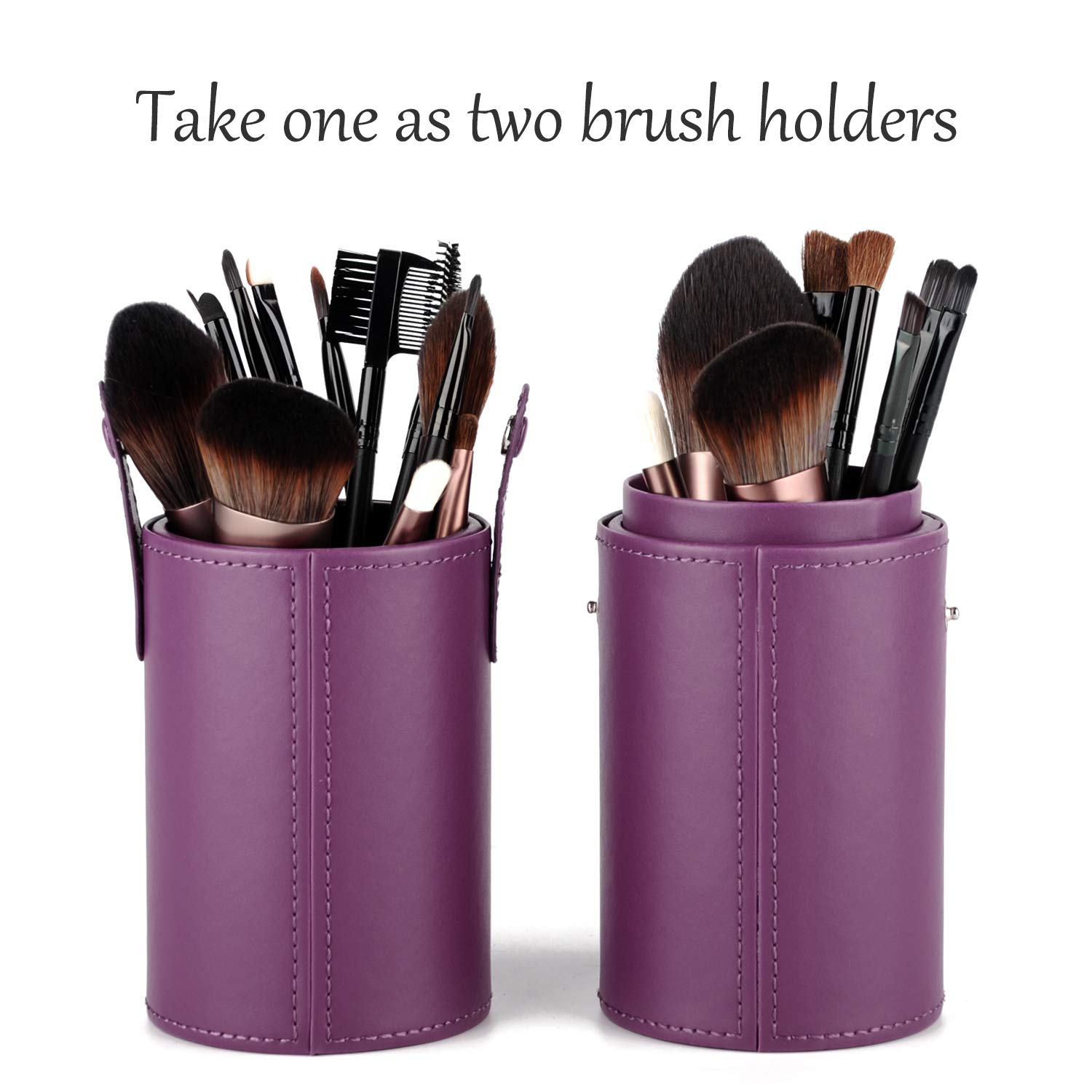 Makeup Brush Holder Travel Brushes Case Bag Cup Storage Dustproof for Women and Girls (Purple)