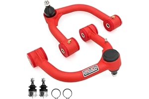 SKUCH 4X4 ACCESSORIES 2-4" Lift Front Upper Control Arms for 2007-2014 Toyota FJ Cruiser, 2003-2023 Toyota 4Runner, Land Cruiser Prado (J120/J150), Lexus GX (J120/J150), 2 Replacement Ball Joints, Wrinkle Red