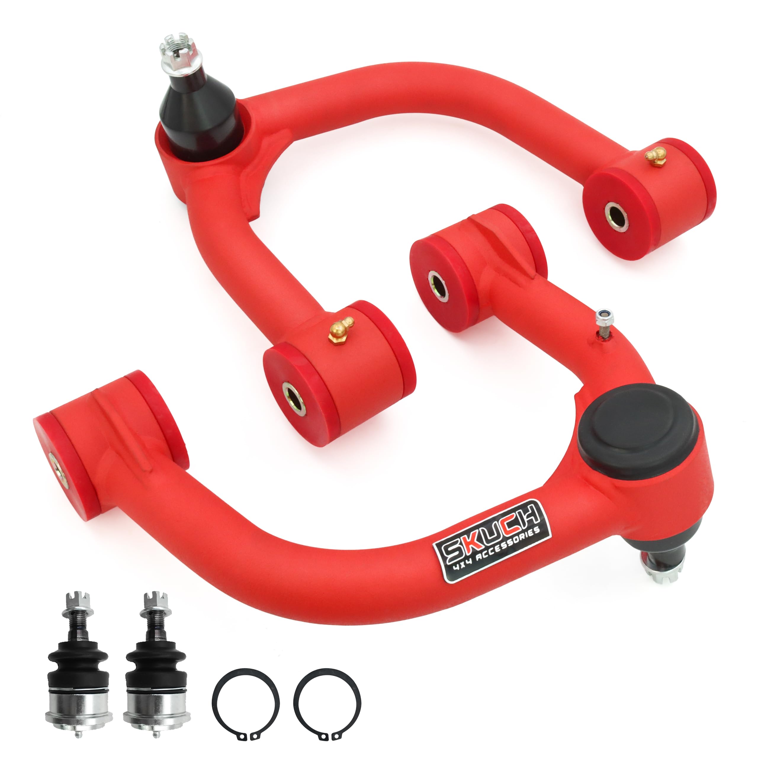 Photo 1 of Front Upper Control Arms - 2-4" Lift for 2003-2024 Toyota 4Runner, 2007-2014 FJ Cruiser, 2003-2009 Lexus GX470, 2010-2023 Lexus GX460, PU Bushing, 2 Replacement Ball Joints, Wrinkle Red