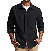 PJ PAUL JONES Men's Button Down Shirt Texture Wrinkle Free Shirts Long Sleeve Waffle Untucked Shirt