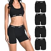 Comfneat Women's 4-Pack Boyshorts Cotton Spandex Boxer Briefs Stretchy Underwear Knitwear