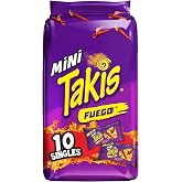 Takis Mini Rolled Tortilla Chips Multipack - Fuego, 10 Count | Extremely Spicy Hot Chili Pepper and Lime Flavor, Bite Size, 1.23oz Individual Bags for Snacking and Lunchboxes