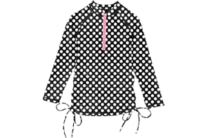 BesserBay Girl's UPF 50+ Adjustable Drawstring Rash Guard Shirt Half Zip Swim Dress Coverups 3-12 Years