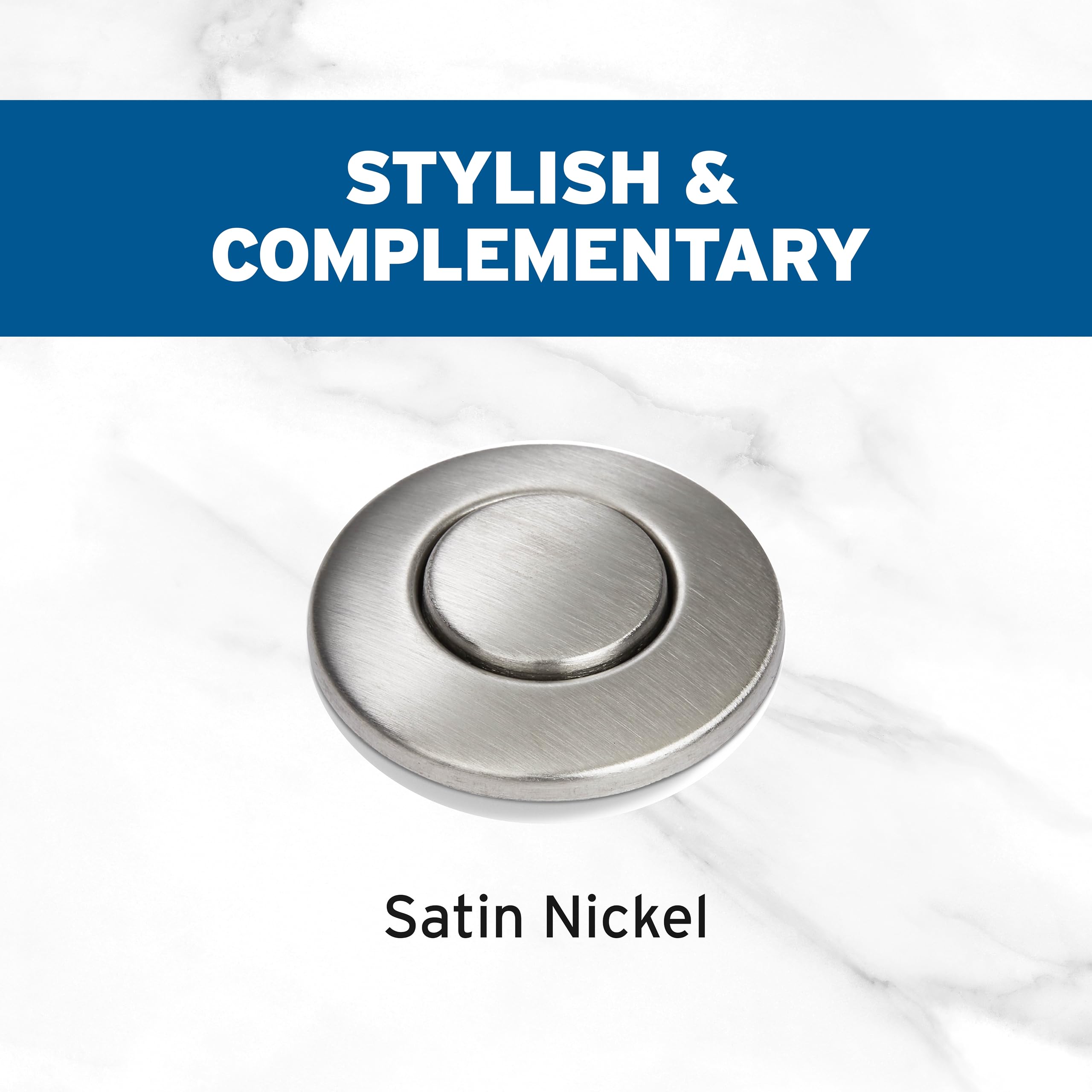 InSinkErator Garbage Disposal Air Switch Kit, Dual Outlet Sink Top Switch Button for All InSinkErator Food Waste Disposer Models, Satin Nickel STS-OOSN