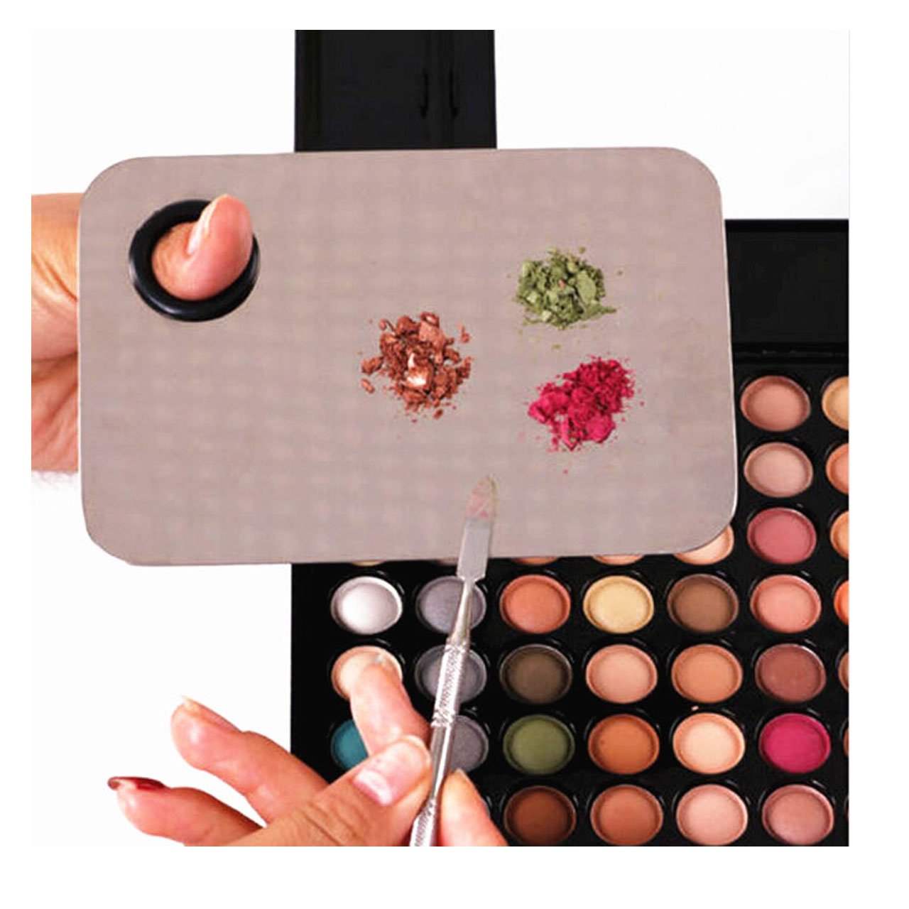 Faleto High Quality Lady Small Size Easy Carry Stainless Steel Cosmetic Makeup Palette Spatula Pro Best Foundation Palette Makeup Kit