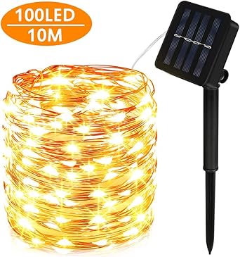 Lichterketten 100 200 Led Kupferdraht Solar Lichterkette Garten Party Deko Aussen Beleuchtung Mobel Wohnen Lingoana Com