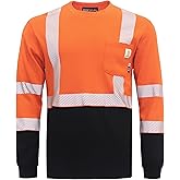 BOCOMAL FR Tee Shirts High Visibility/Hi Vis Flame Resistant/Fire Retardant Shirt 7oz Reflective Men's Safety Shirts