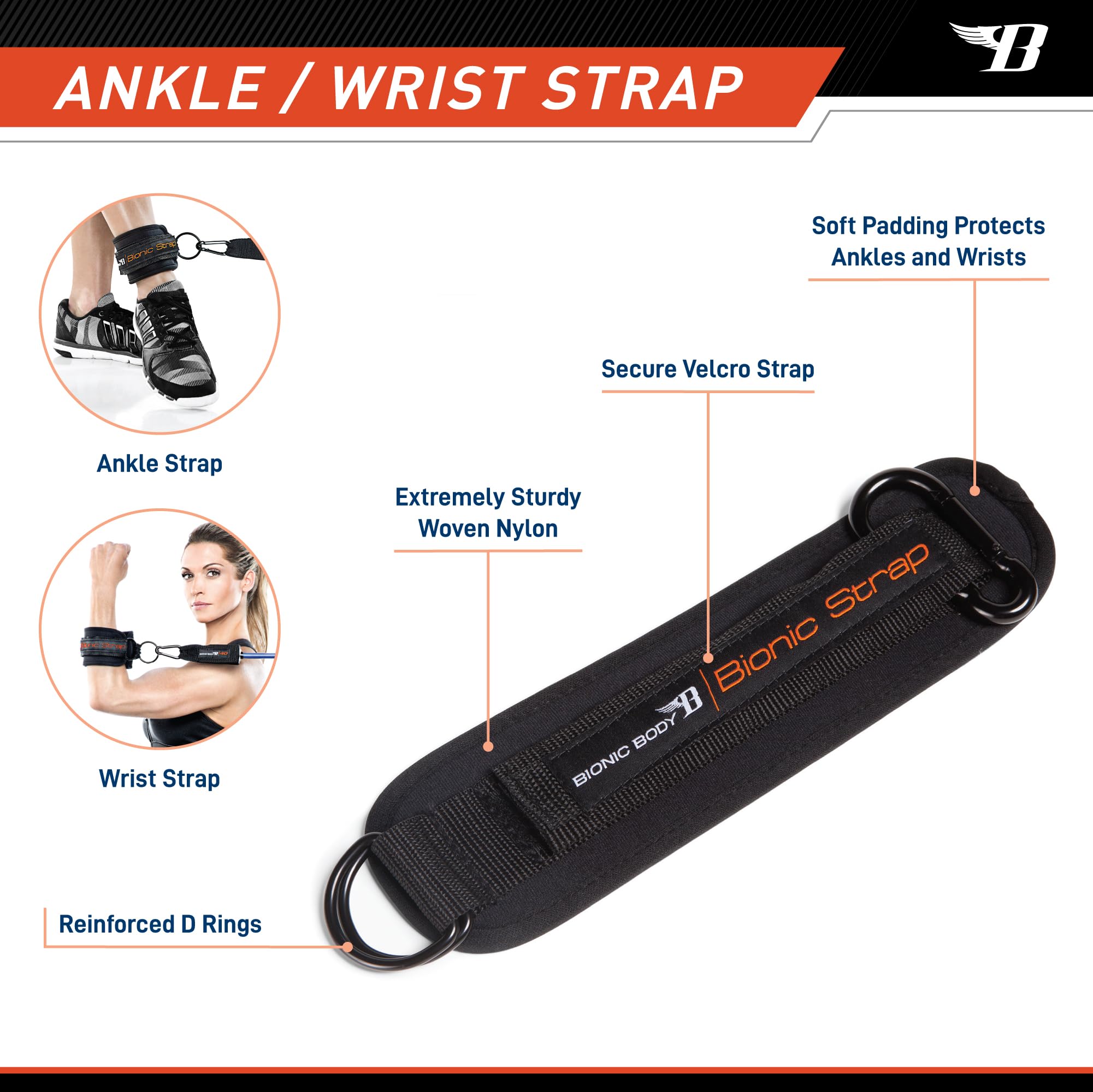 BIONIC BODY 36 Inches Light Weight Resistance Training Straight Bar – Fits All Resistance Bands/Accessories with Carabiners BBEB-020