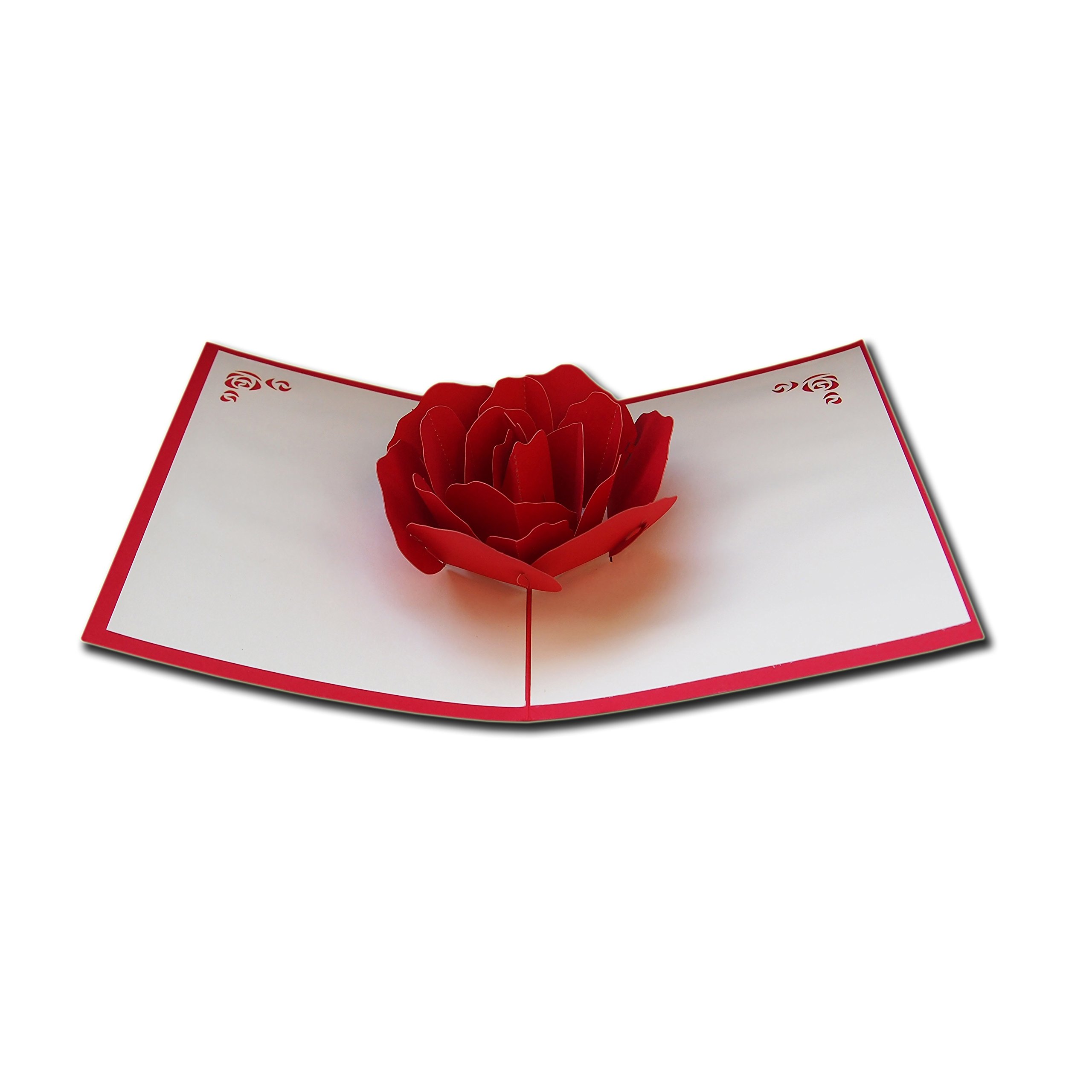 Red Rose 3D Paper Pop Up Postcards Love Gift Greeting Card Souvenir Party Supplies