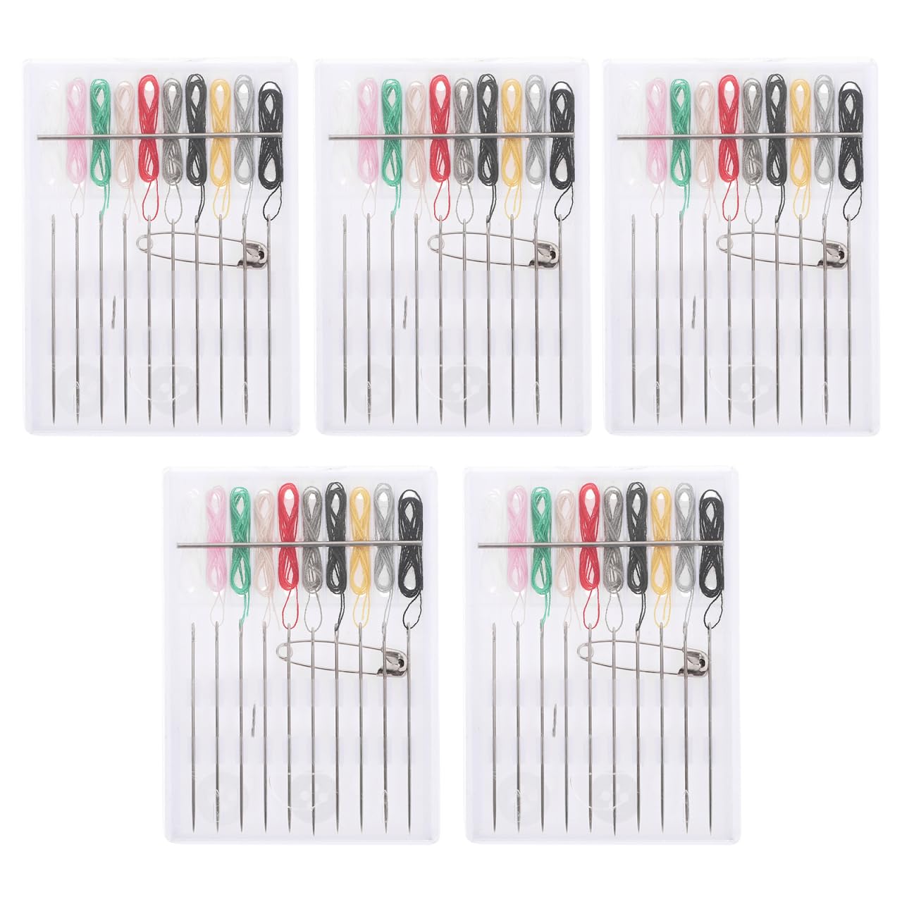 Healifty 5packs Hotel Sewing Kit Mini Thread Needle Set Portable Pre-Threaded Needles & Compact Case - Emergency Travel Supplies - Hotel Amenities Guest Room - Beginners Professionals Ready