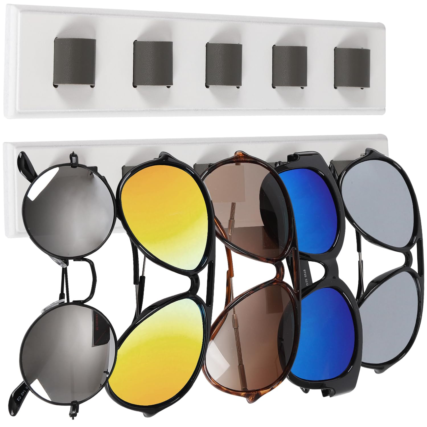 Photo 1 of 2 Pack Wooden Sunglasses Organizer Wall Mounted - Rustic Sunglass Holder for RV, Garage Door, Office & Home Decor - Glasses Storage Display Rack Gift for Women, Husband, Sunglass Lovers