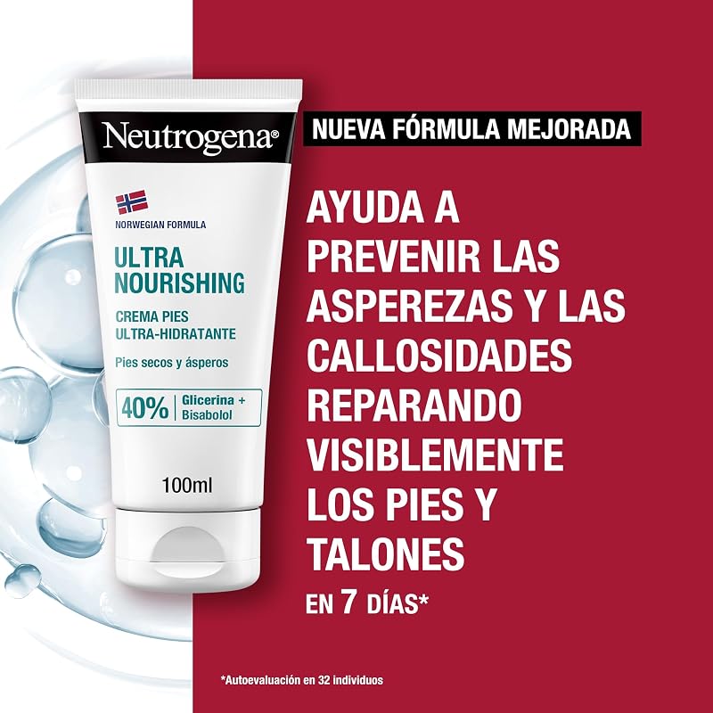 Neutrogena, creme ultra hidratante para pés secos e estragados, fórmula norueguesa, calcanhares rachados, restaura a suavidade, contém glicerina, dermatologista testado, embalagem de 2 x 100ml
