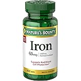 Nature's Bounty Iron 65mg, 325 mg Ferrous Sulfate, Cellular Energy Support, Promotes Normal Red Blood Cell Production, 100 Ta