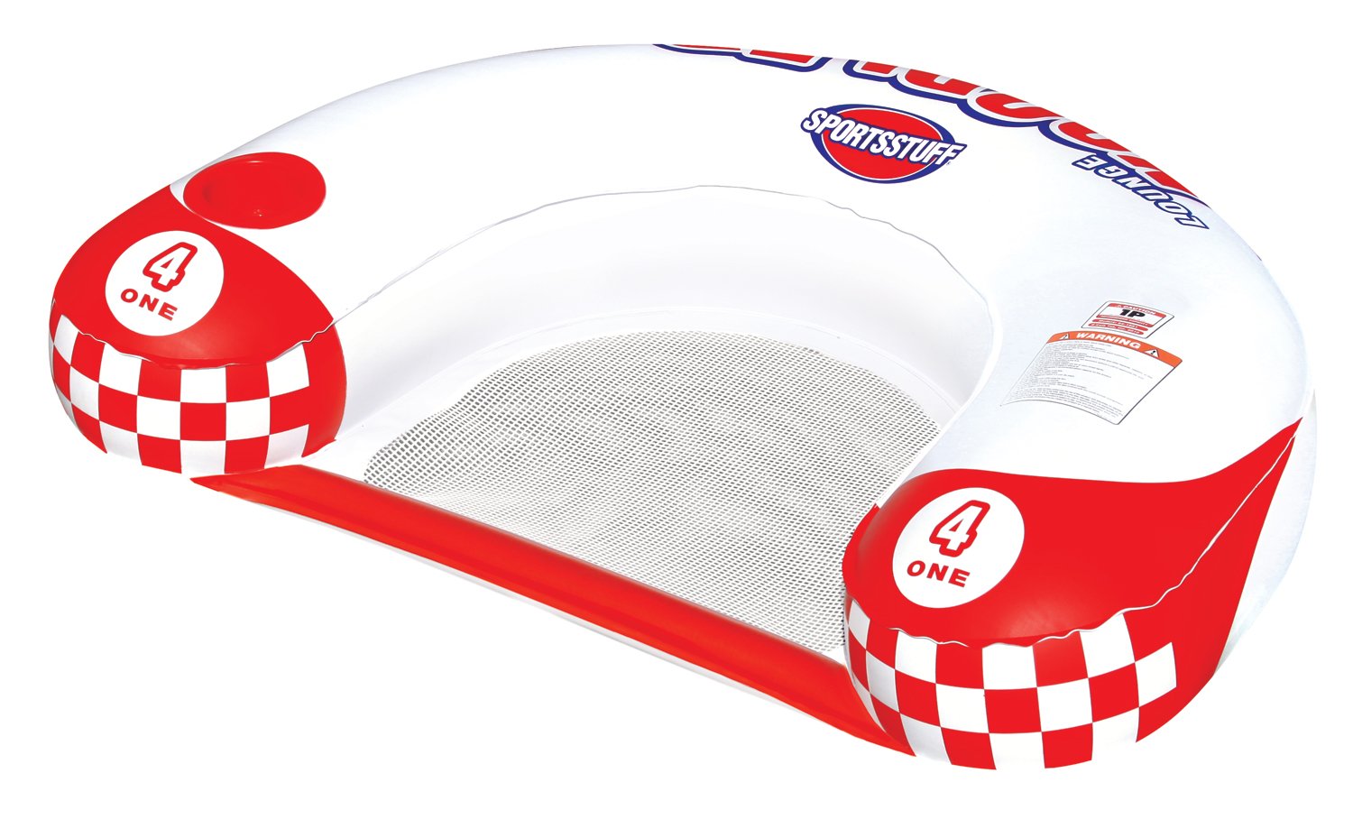 Sportsstuff Noodler 1 Inflatable Floating Lounge Chair with Cup Holder, Red & White