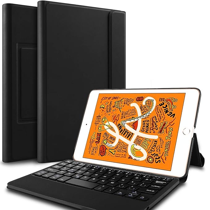 ELTD Tastatur Hülle für iPad Mini 5 2019[Deutsches QWERTZ-Layout], Automatische Schlaf/Wach Ultra Slim Hülle mit Kabellose Ta