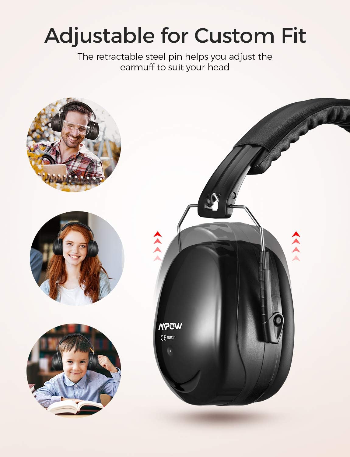 Mpow 035 Noise Reduction Safety Ear Muffs, Shooters Hearing Protection Ear Muffs, Adjustable Shooting Ear Muffs, NRR 28dB Ear Defenders for Shooting Hunting Season, with a Carrying Bag- Black: Home Improvement