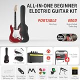 Donner 39 Inch Electric Guitar Set with Amplifier and Accessories Red view 2