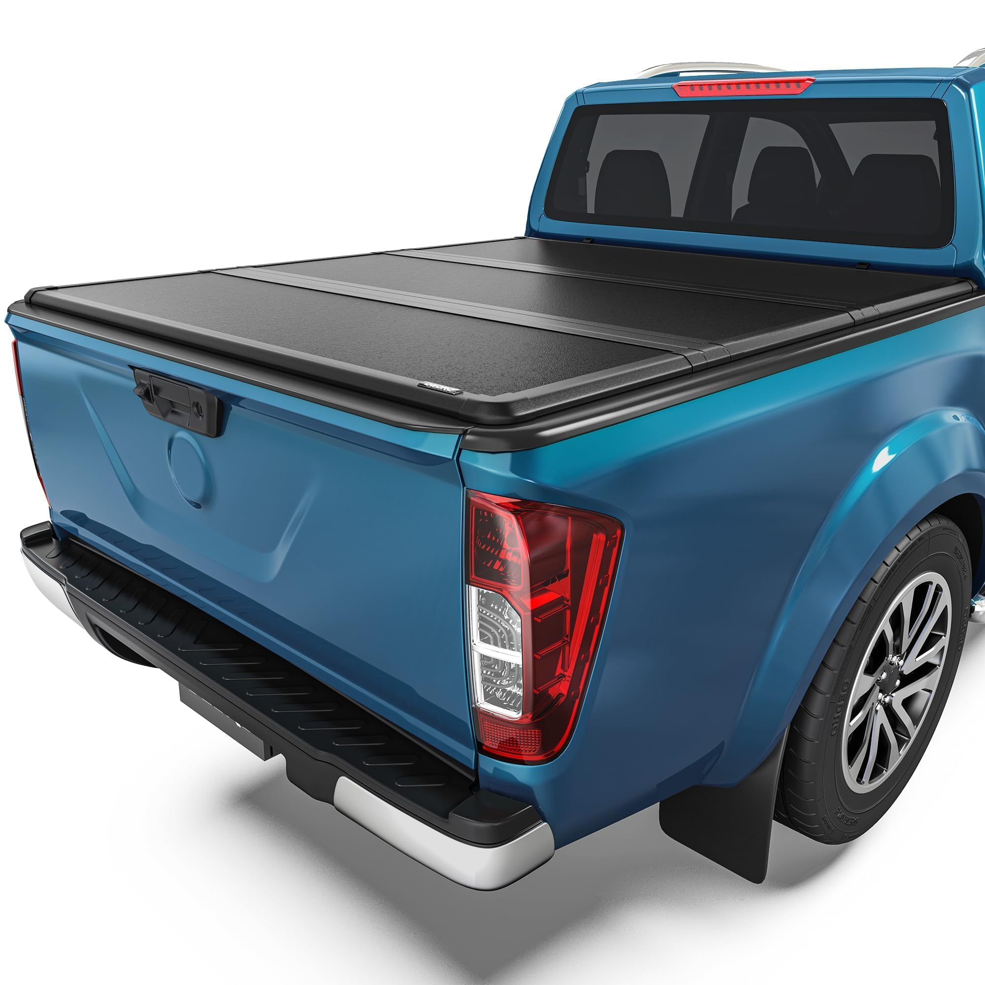 OEDRO FRP Hard Tri-fold Tonneau Cover Fold Truck Bed Covers Compatible with 2005-2025 Nissan Frontier(NOT for México) with 5 Feet Bed Image