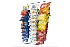 CLIP STRIP Snack Rack Countertop Display Stand, 3 Rows, 45 Clips, Black, Metal, Hang Chips, Snacks, Candy at Retail, Great for Parties and Events,1 Pack