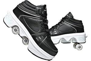 TAILORIA Four-Wheel 2-in-1 Roller Skate Shoes Unisex Roller Shoes & Sneakers Detachable Skate Shoes Kids Sneakers Shoes with Wheels Skating Roller Skates