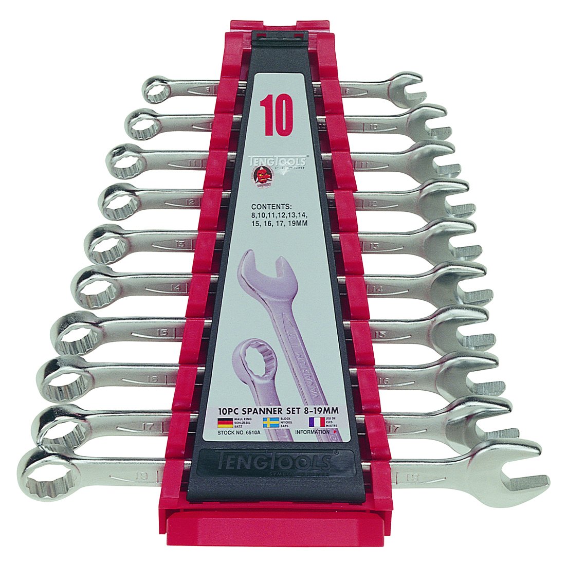 Teng 6510A 8-19mm Combination Spanner Set (10 Pieces)