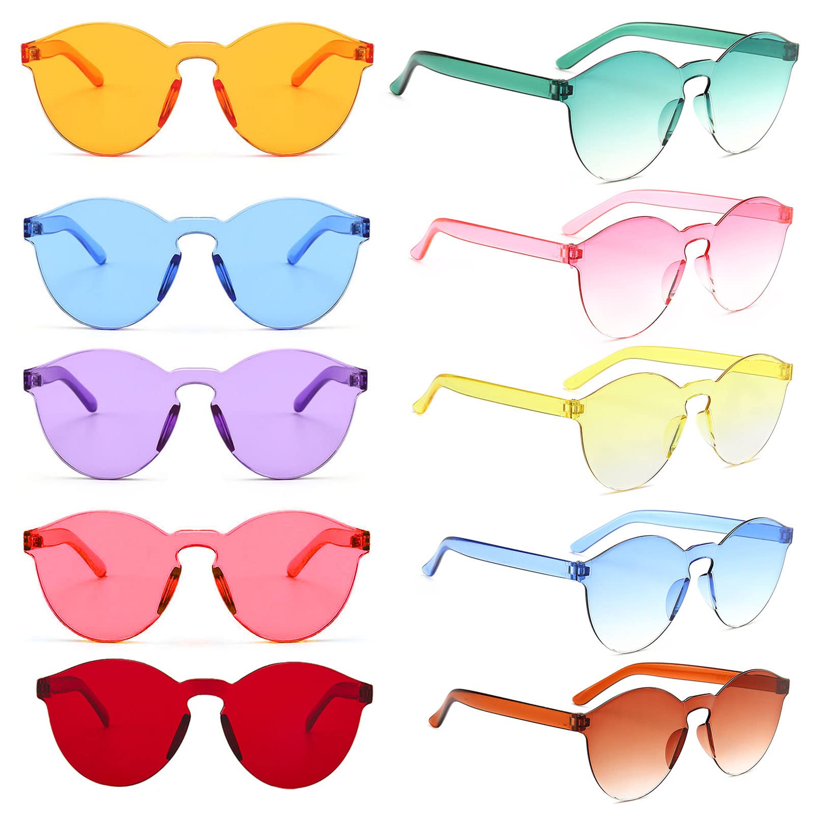 Yomaido Party Glasses 10 Pack, Rimless Retro Round Sunglasses, Multipack Eyewear for Party Fancy Dress Costume, Love Heart| Funky Glasses for Me