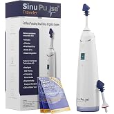 SinuPulse Traveler with 30 Sinuair Packets - Cordless Pulsating Nasal Irrigation Sinus Rinse System, Space Saving Cleaner &amp; Relief Machine for Travel, More Effective than Neti Pot or Nose Spray Bottle