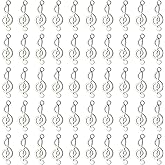 PPhtony Vintage Musical Note Charms 25 x 10mm Music Theme Instrument Pendant for Bracelet Earring Necklace Keychain Jewelry Making Cards Scrapbook Gift Christmas Ornaments DIY Craft, 50PCS