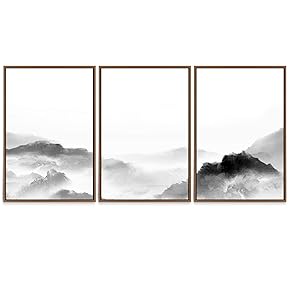 SIGNWIN 3 Piece Framed Canvas Wall Art Mountain...