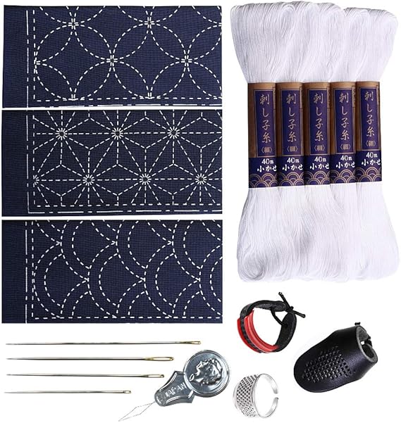 Sashiko kit Yokota Sashiko Thread, Needles and Template Yume Fukin