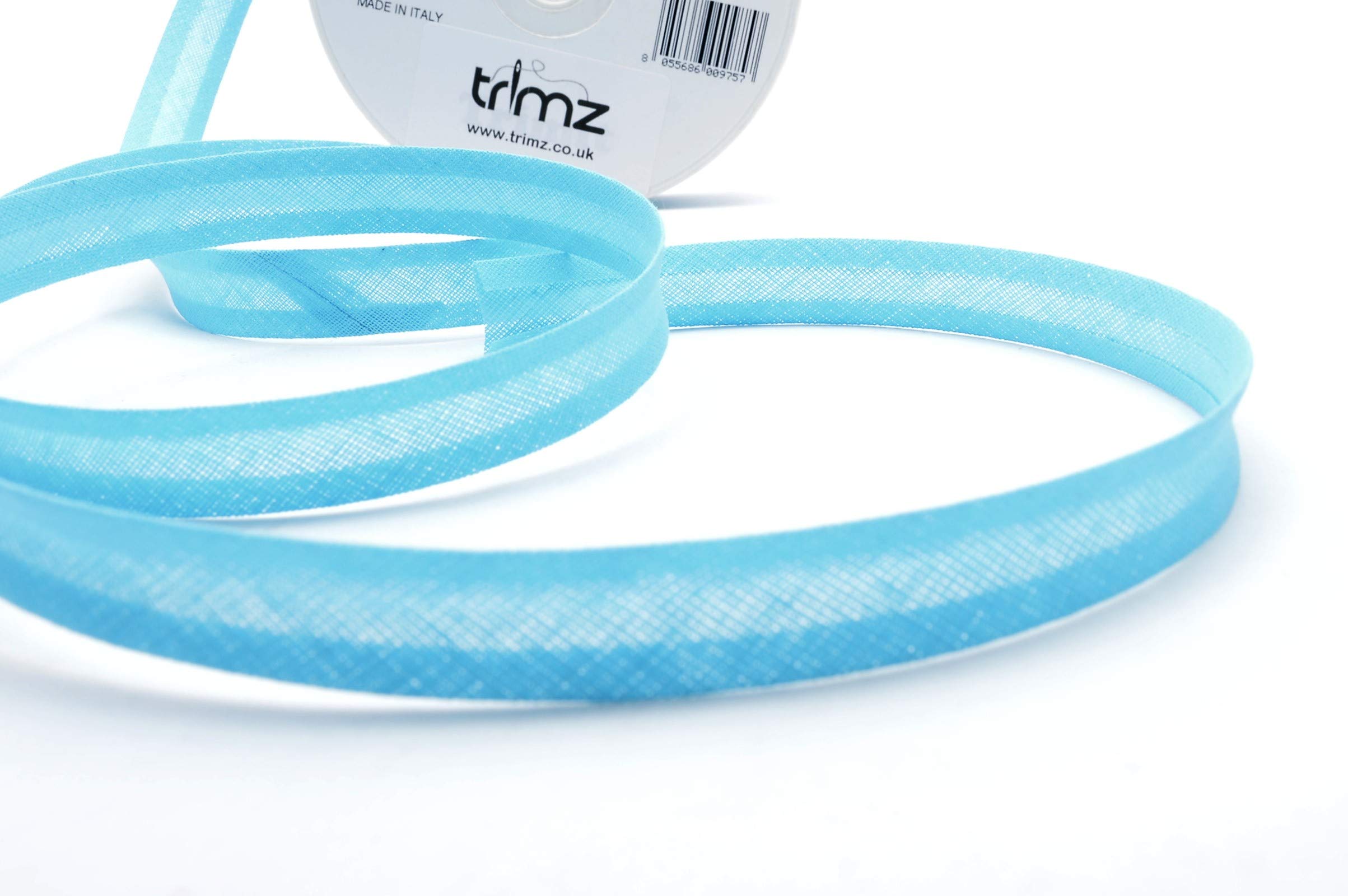 Trimz 14/4/4 mm Cotton Bias Binding Tape, Turquoise 102t – Double‑Fold Sewing Tape for Quilting, Dressmaking & DIY Crafts