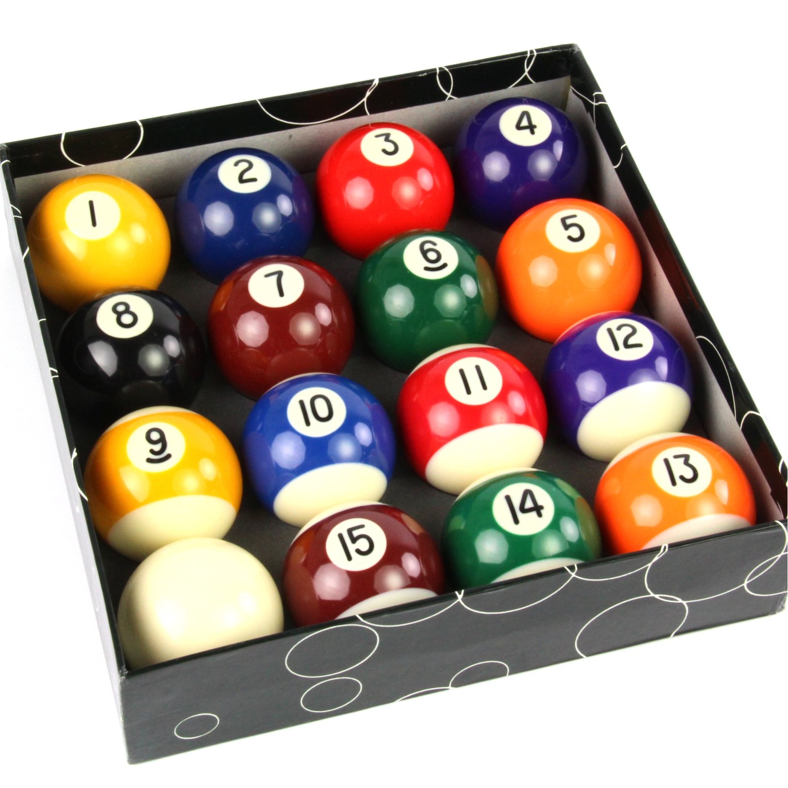 Funky Chalk 2 1/4 Inch Full Size Spots and Stripes Numbered American Pool Balls