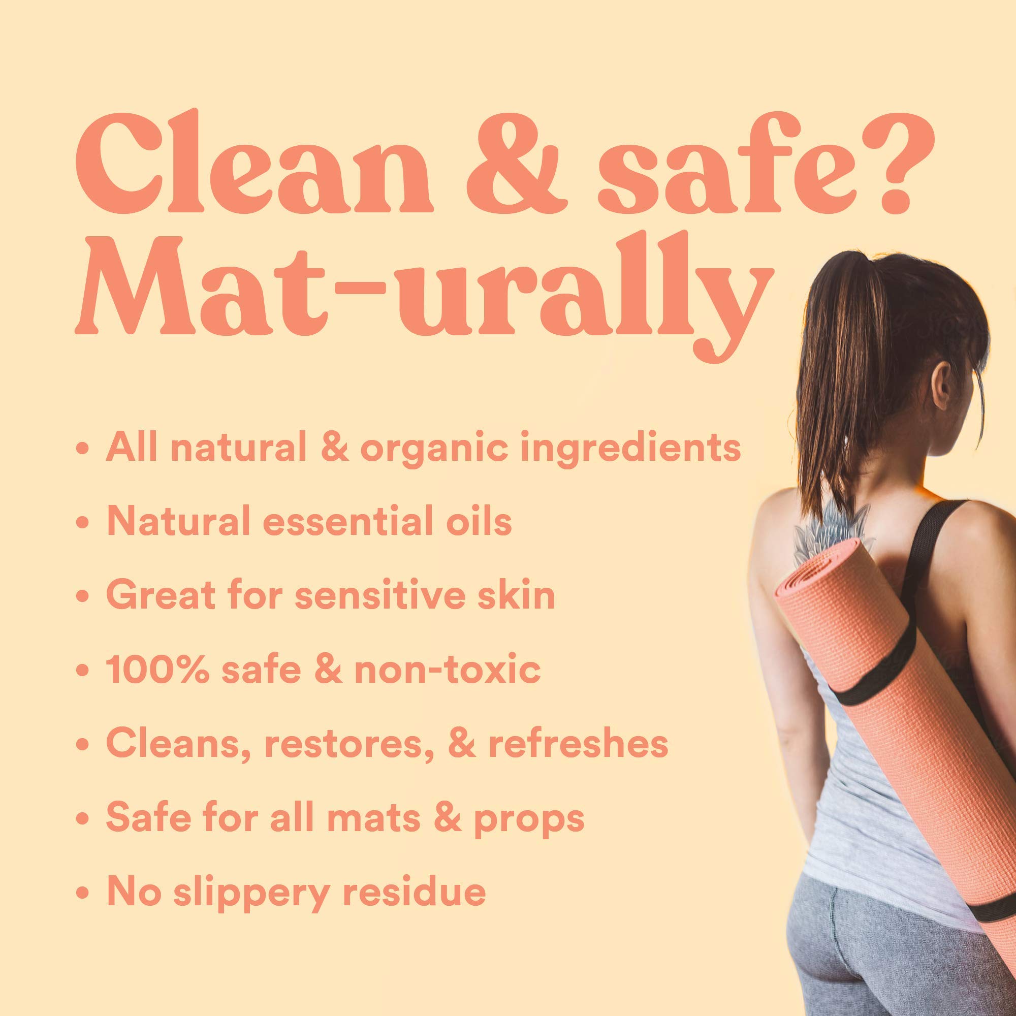 ASUTRA Yoga Mat Cleaner Spray (Calming Citrus), 4 fl oz - No Slippery Residue, Organic Essential Oils, Deep-Cleansing for Fitness Gear & Gym Equipment, Microfiber Towel Included