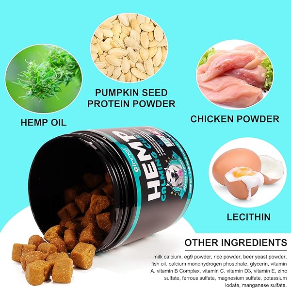 HEMP CALMING CHEWS FOR DOGS, 150 CHEWS PREMIUM DOG CALMING TREATS WITH HEMP OIL – ANXIETY, SEPARATION, BARKING, STRESS RELIEF, MELATONIN FOR DOGS, SLEEP CALMING AID FOR ALL AGES, BREEDS & SIZE